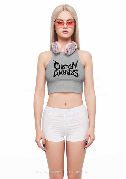 Custom Text Punk Font Y2K Crop Tank Top Cherrykitten