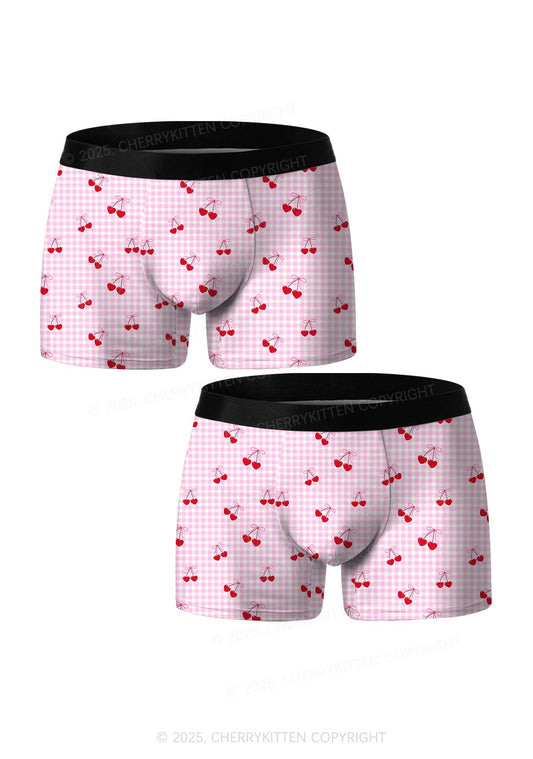 Cottagecore Cherry Valentine's Day Y2K Print Couples Boxer Briefs Set Cherrykitten