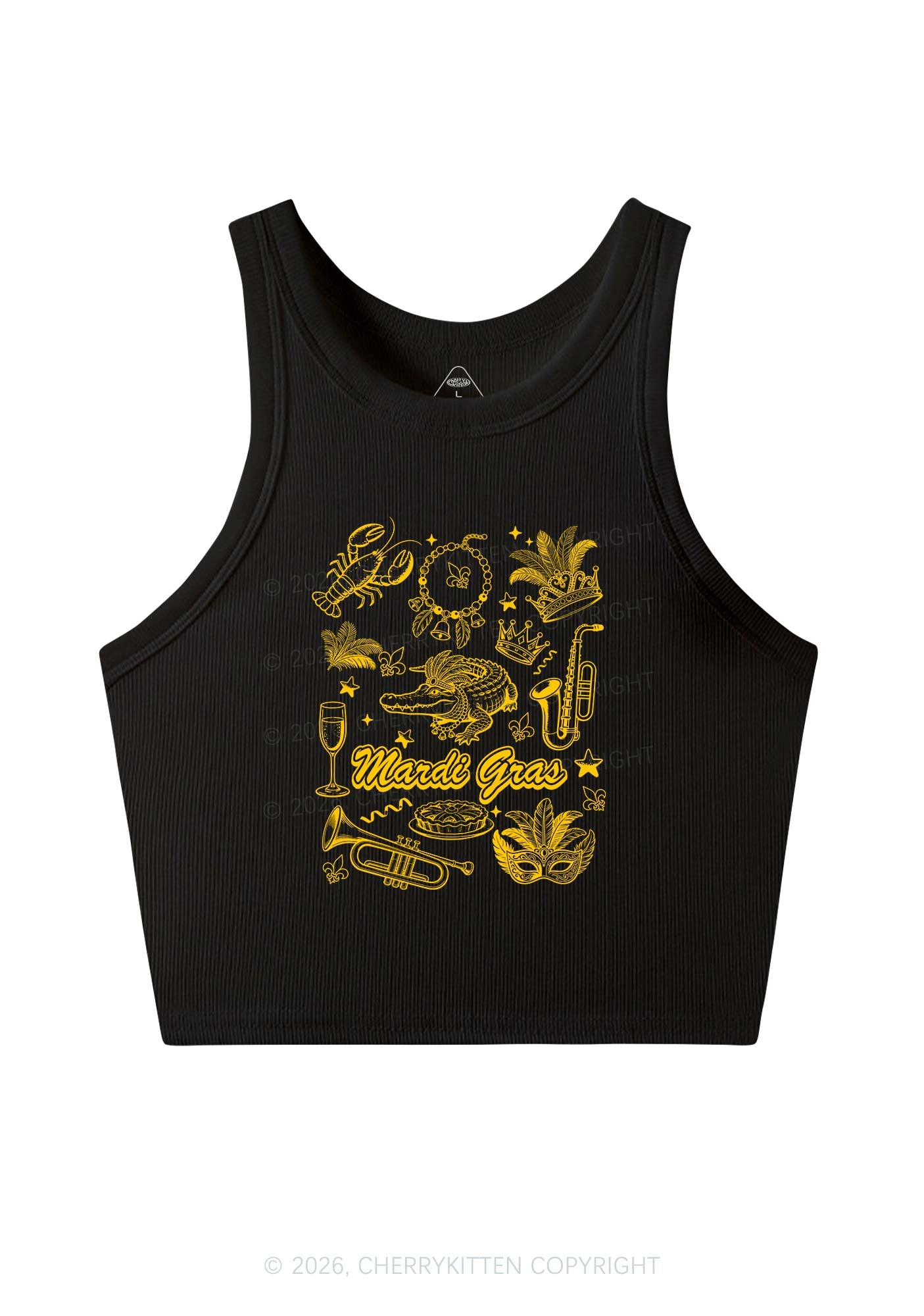 Mardi Gras Symbols Y2K Crop Tank Top Cherrykitten