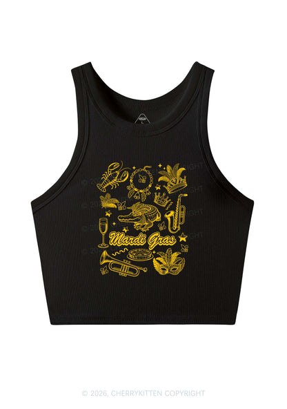 Mardi Gras Symbols Y2K Crop Tank Top Cherrykitten