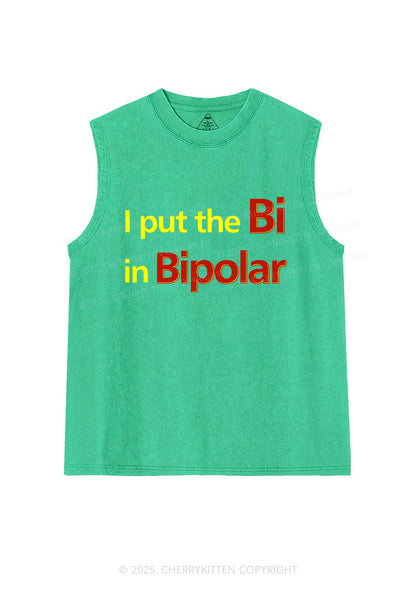 Bi In Bipolar Y2K Washed Muscle Tank Cherrykitten