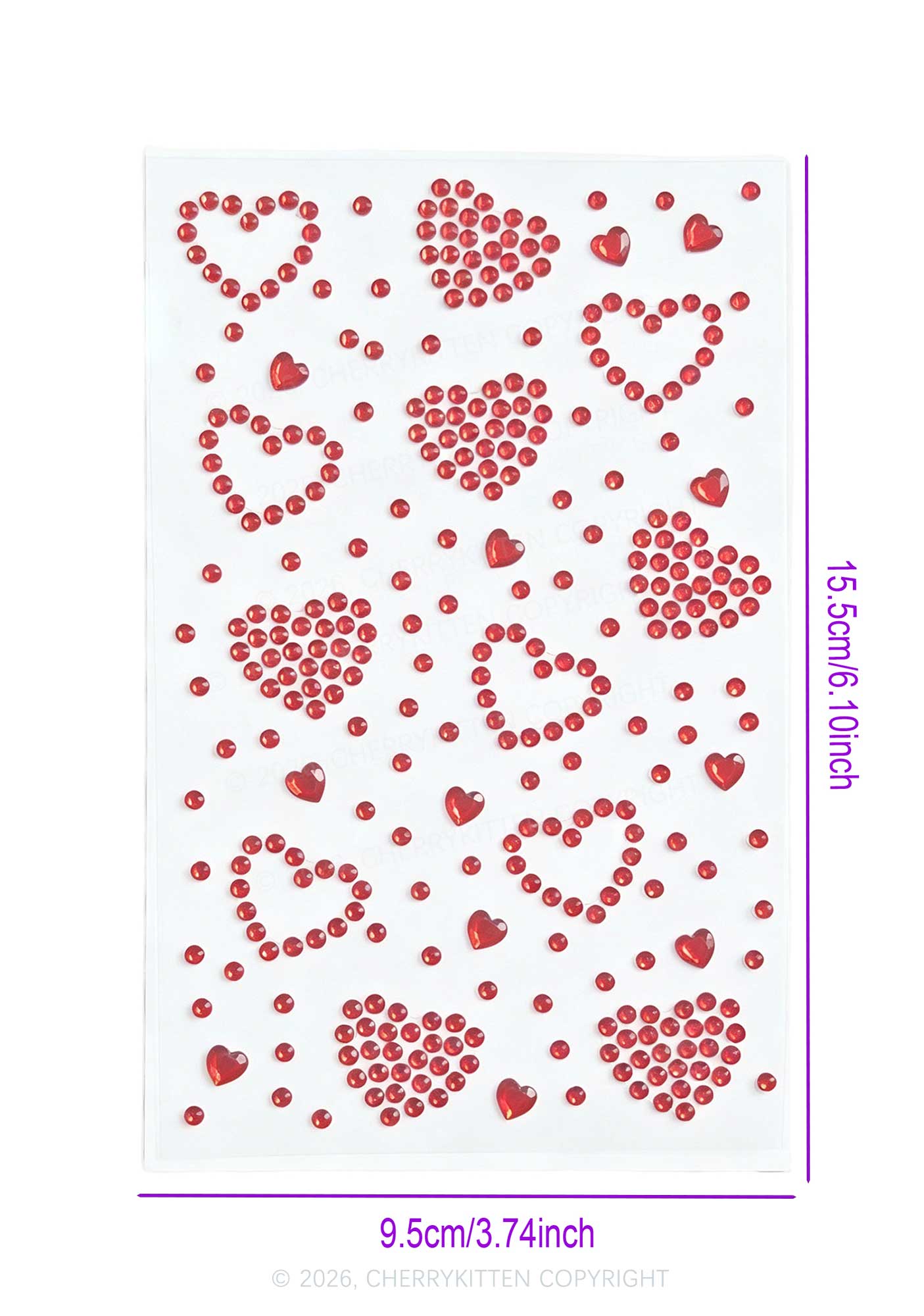 1pc Heart Rhinestone Y2K Face Sticker Cherrykitten