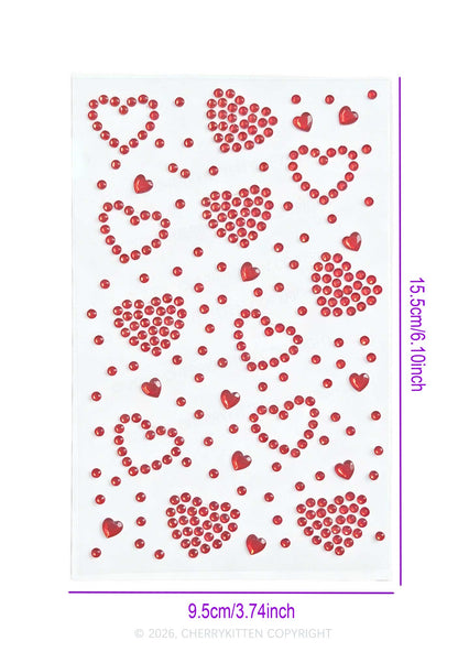 1pc Heart Rhinestone Y2K Face Sticker Cherrykitten