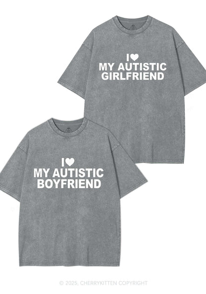 I Love My Autistic GF BF Y2K Valentine's Day Washed Tee Cherrykitten