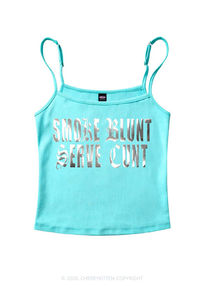 Smoke Blunt Silver Foil Printed Y2K Spaghetti Strap Cami Cherrykitten