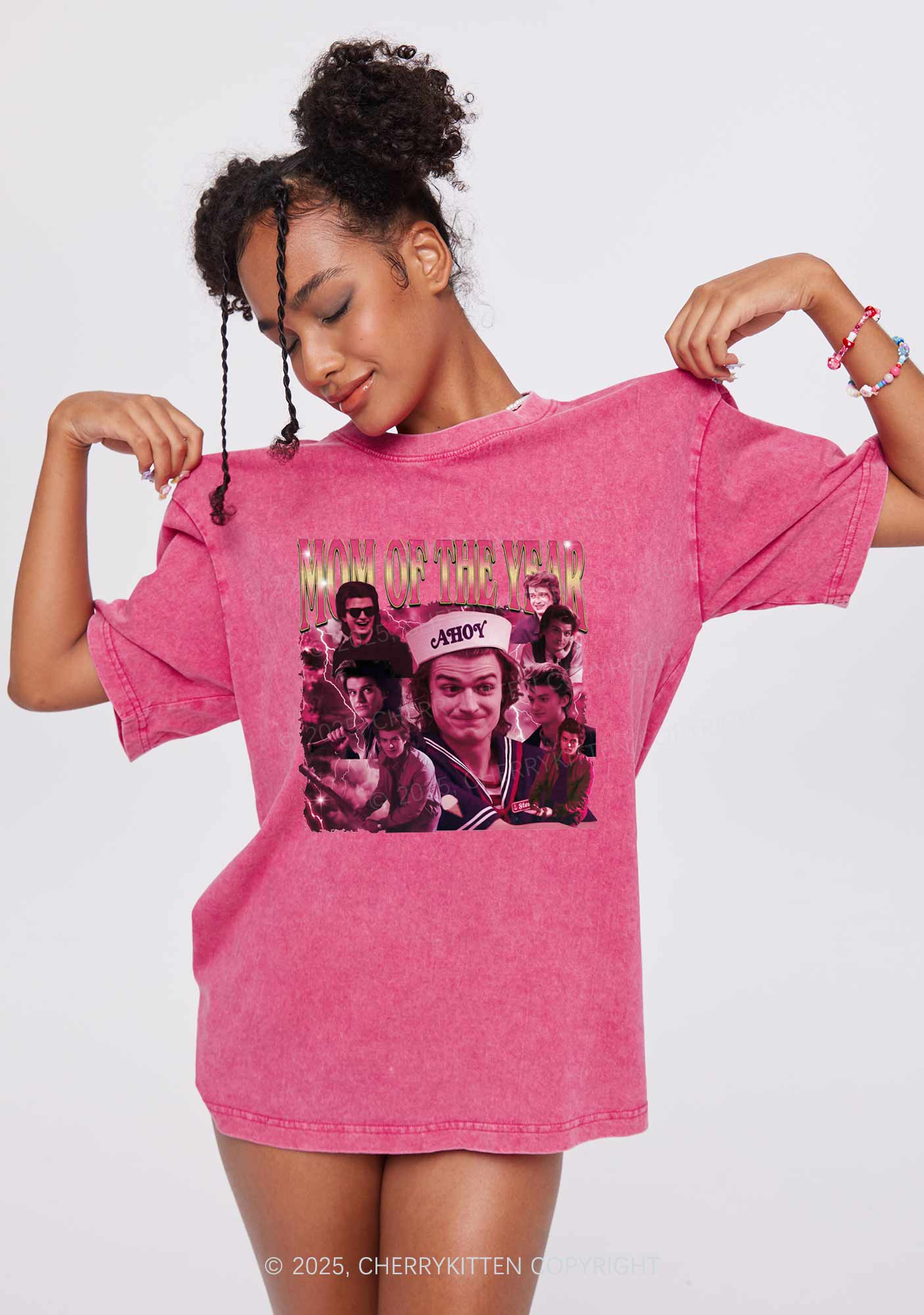 Mom Of The Year Y2K Shirts Washed Tee Cherrykitten