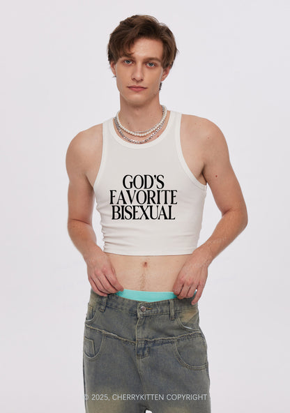 Gods Favorite Bisexual Pride Y2K Crop Tank Top Cherrykitten