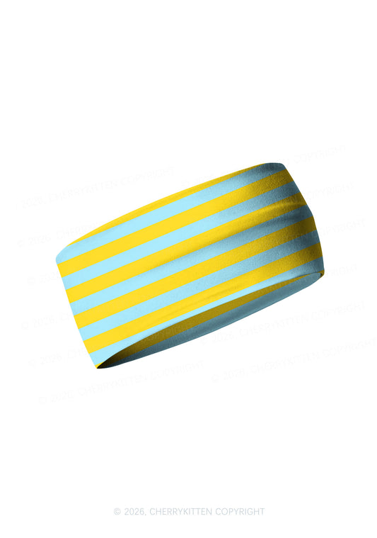 Blue And Yellow Stripes Y2K Print Headband Cherrykitten