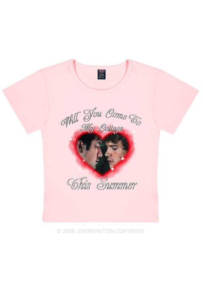 Come To My Cottage This Summer HR Y2K Baby Tee Cherrykitten