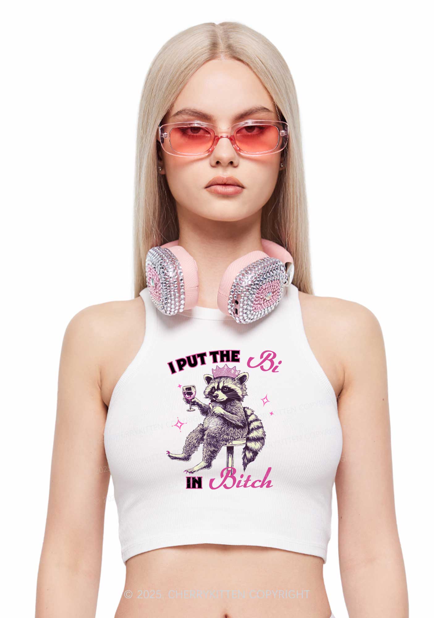Bi Bxxch Raccoon Pride Y2K Crop Tank Top Cherrykitten