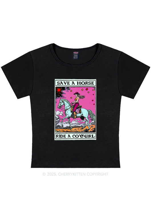 Save Horse Ride Cowgirl Pride Y2K Baby Tee Cherrykitten