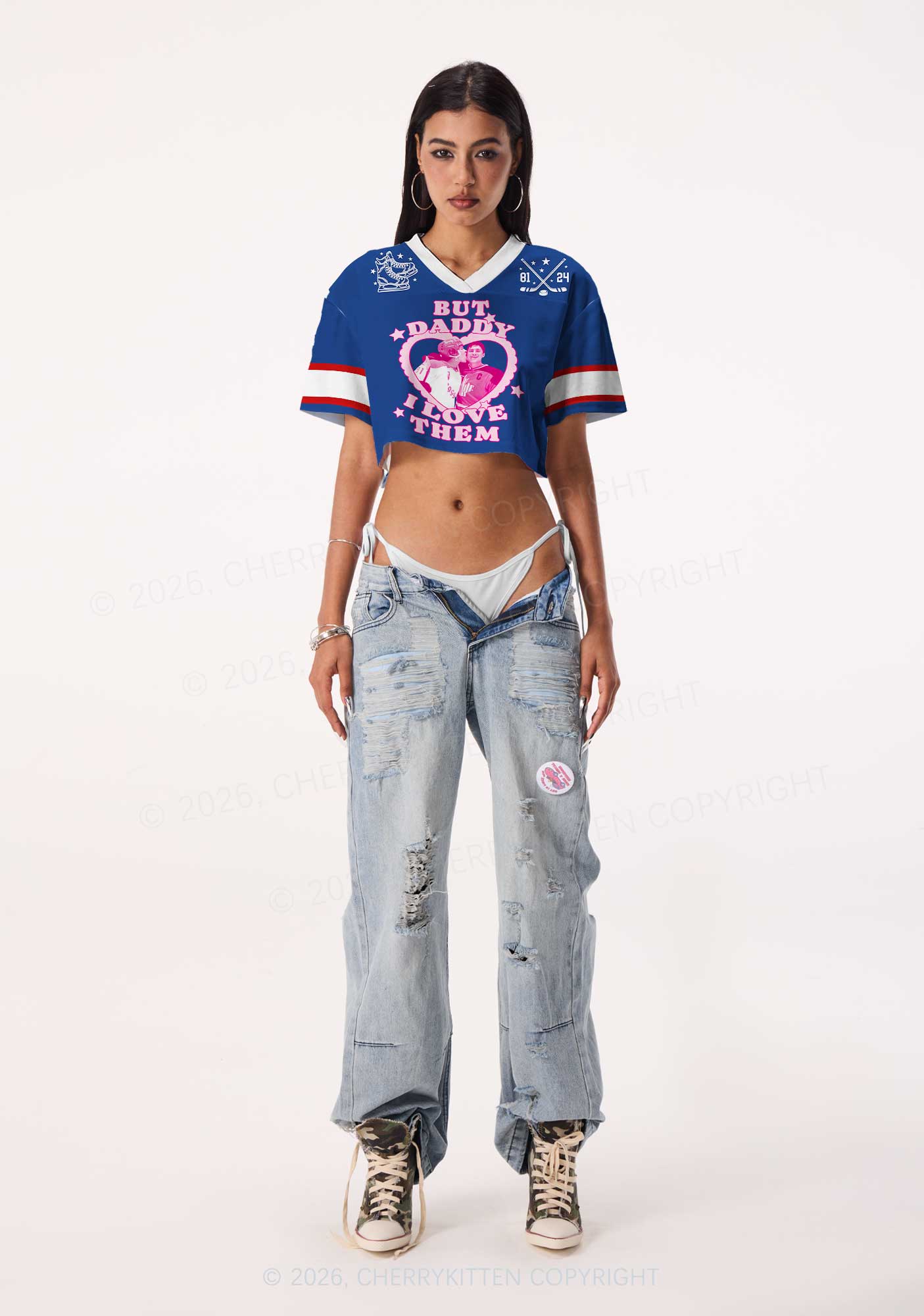 But Daddy I Love Them HR Y2K Crop Sport Jersey Shirts Cherrykitten