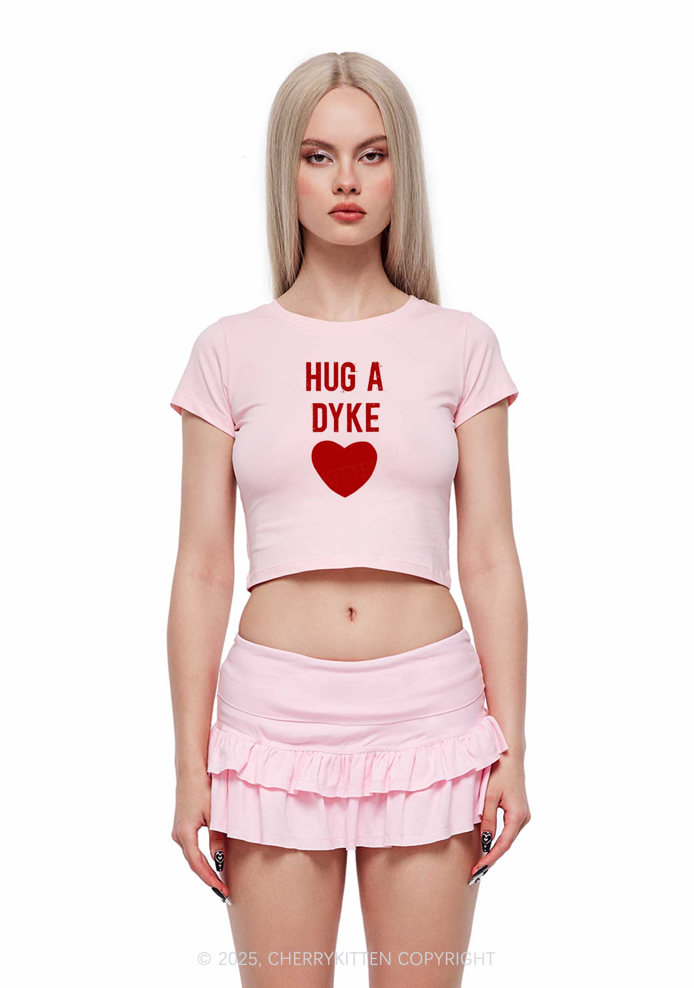 Hug A Dyke Y2K Baby Tee Cherrykitten