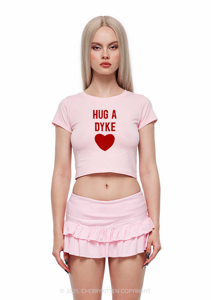 Hug A Dyke Y2K Baby Tee Cherrykitten