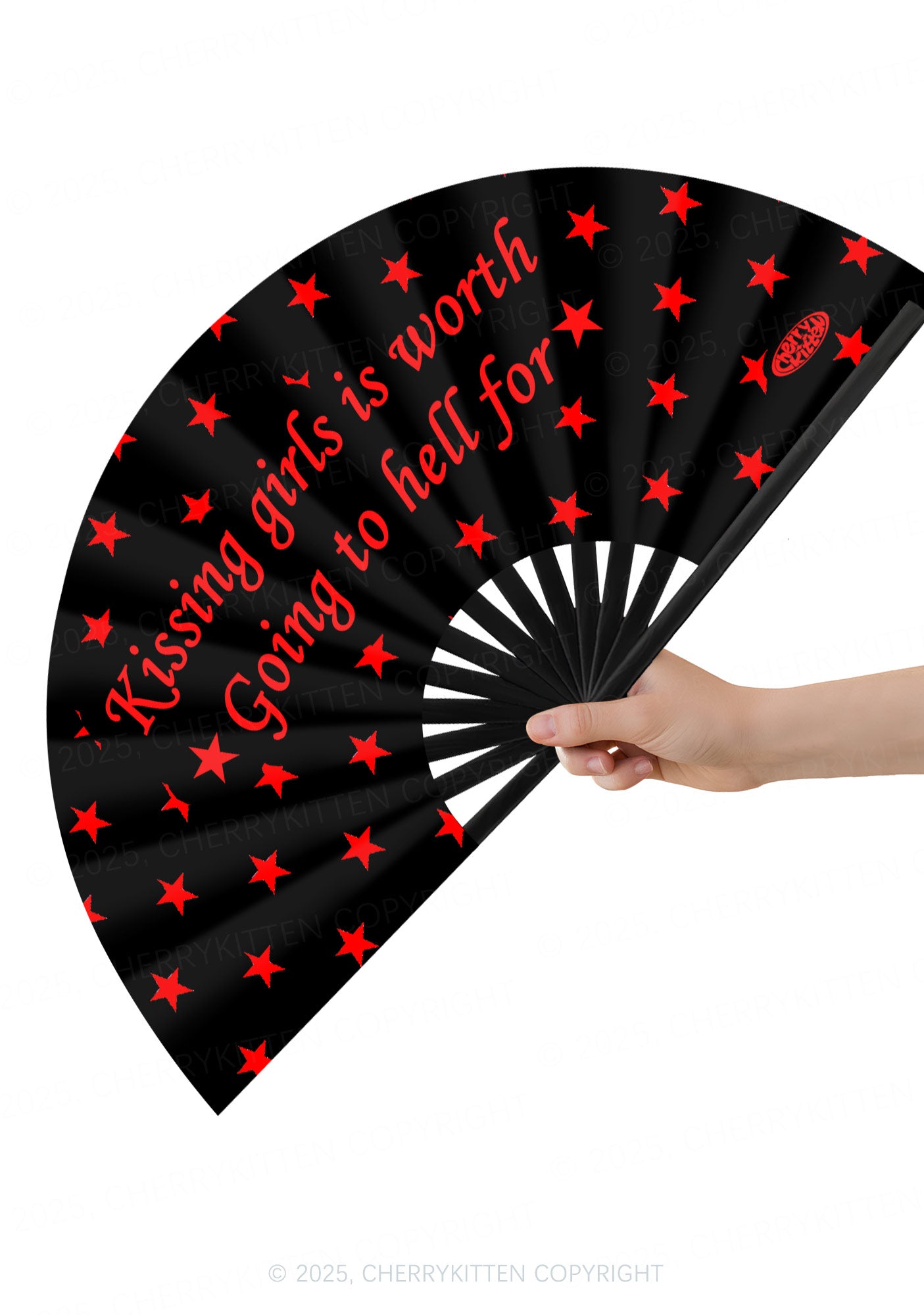 Kissing Girls is Worth Pride Y2K Rave Hand Fan Cherrykitten