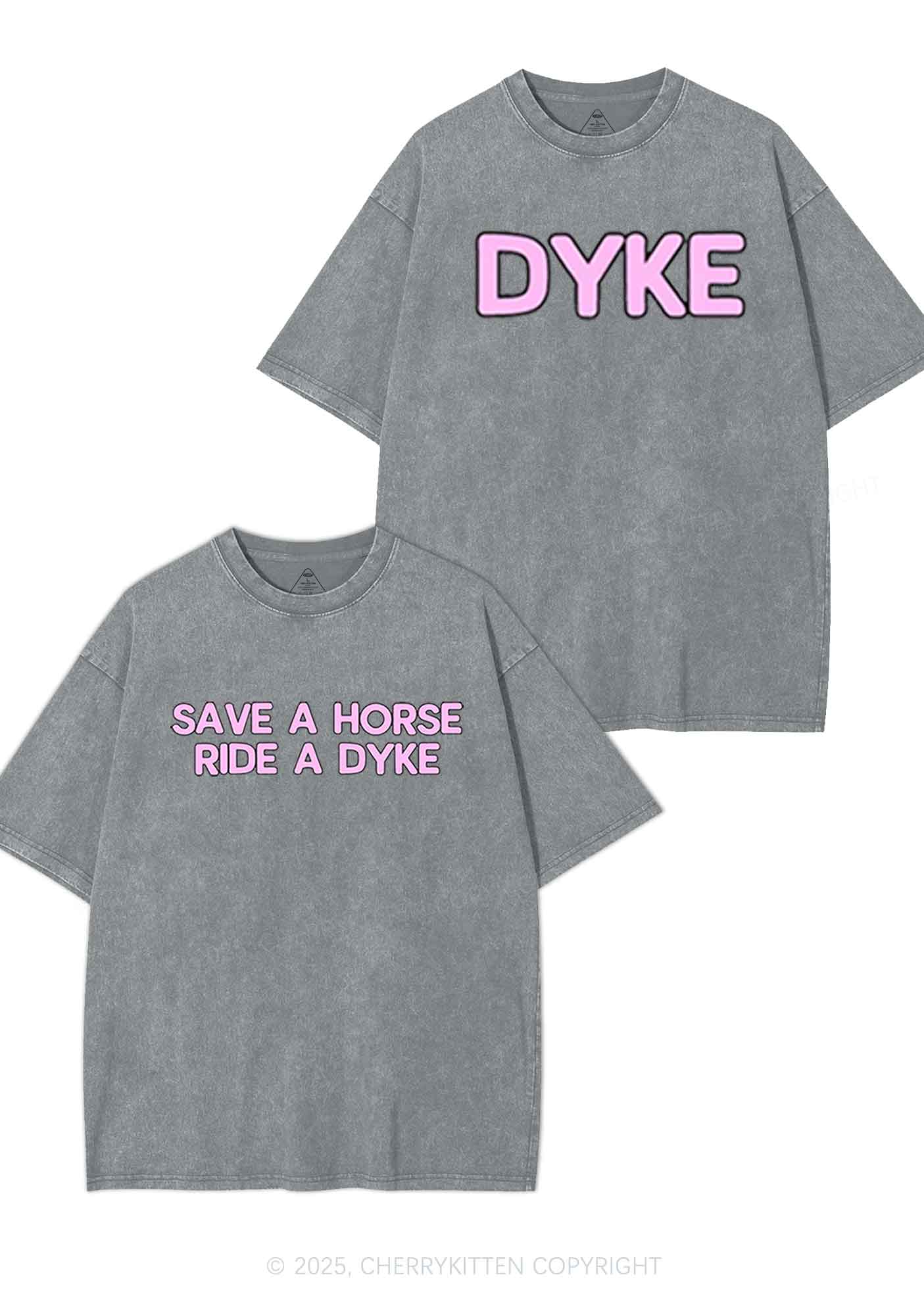 Save Horse Ride Dyke Y2K Valentine's Day Washed Tee Cherrykitten