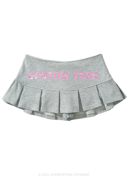 Custom Text Glitter Y2K Mini Pleated Skirts Cherrykitten
