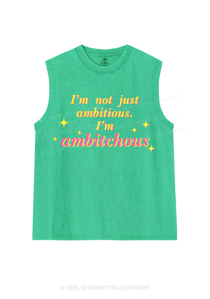 Not Ambitious Im Ambxxchous Y2K Washed Muscle Tank Cherrykitten