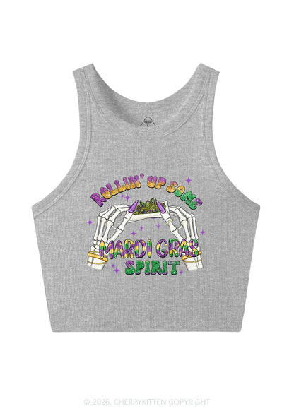 Rollin Up Mardi Gras Spirit Y2K Crop Tank Top Cherrykitten