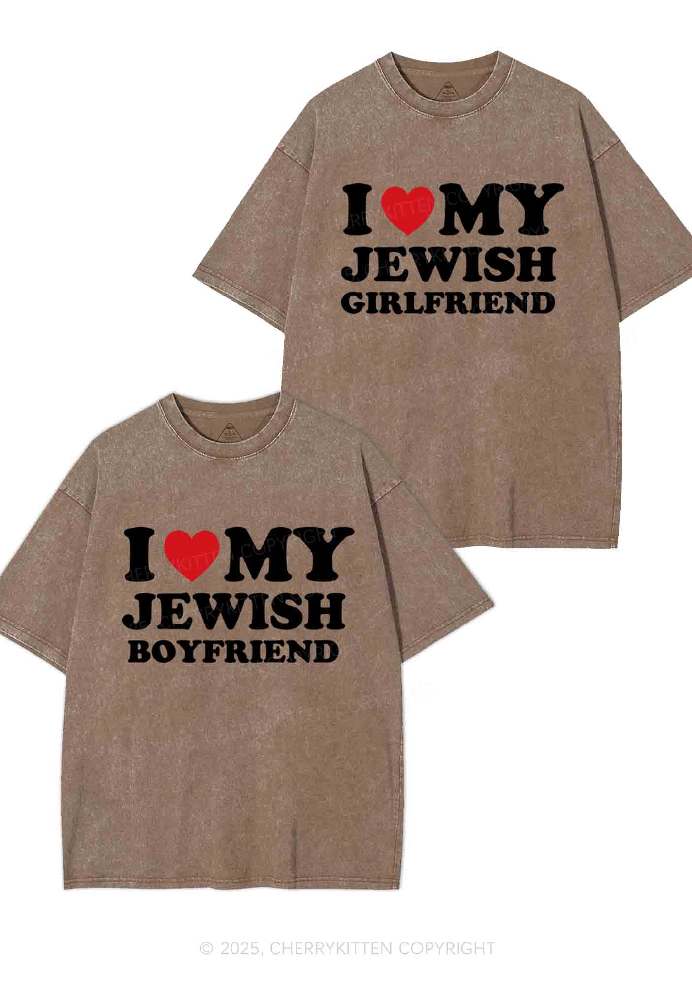 Custom I Love My Jewish GF BF Y2K Valentine's Day Washed Tee Cherrykitten