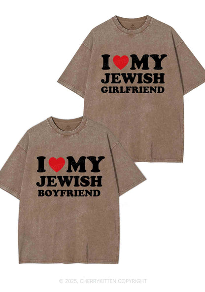 Custom I Love My Jewish GF BF Y2K Valentine's Day Washed Tee Cherrykitten