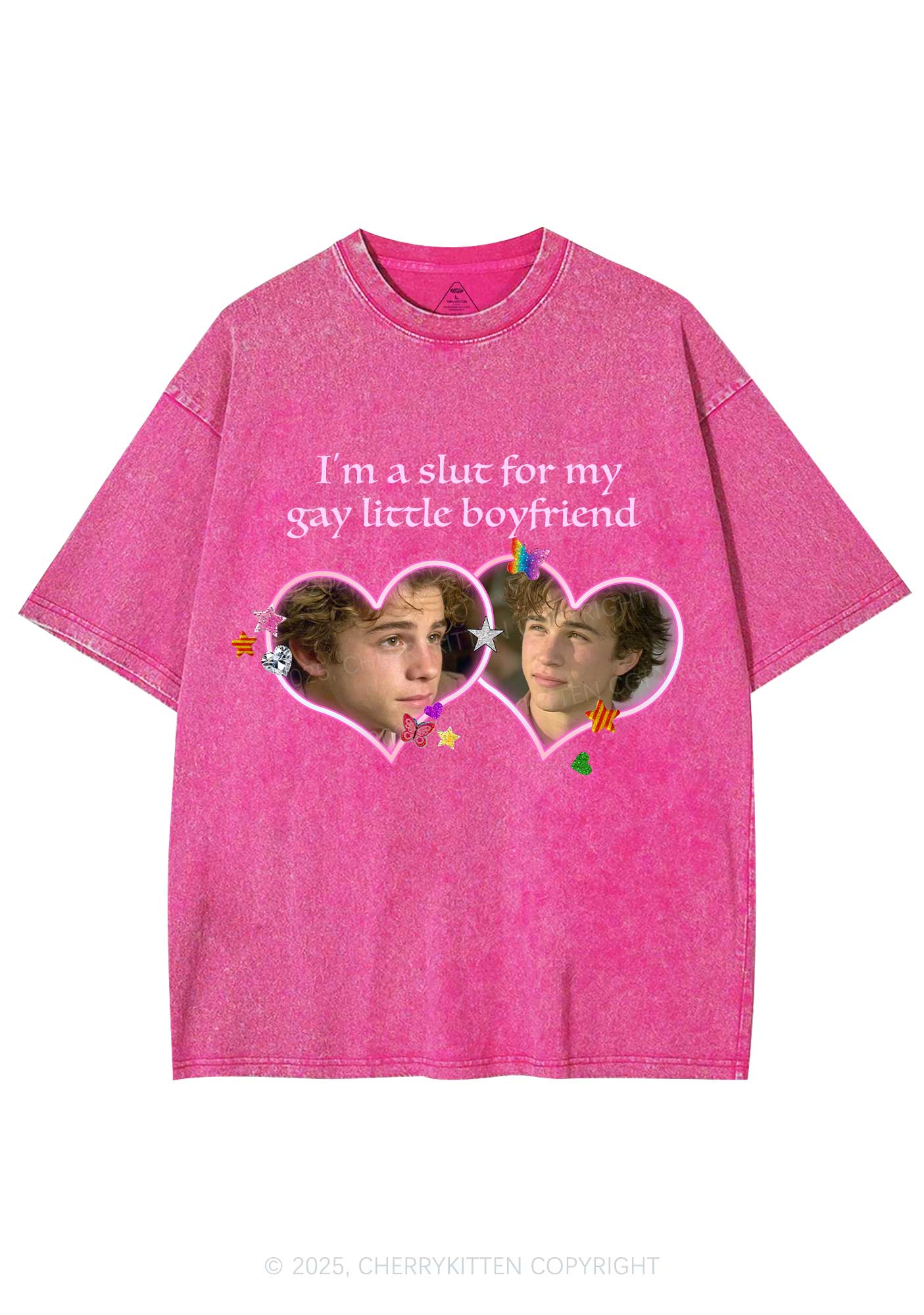 Custom Slxt Gay BF Photo Y2K Shirts Washed Tee Cherrykitten