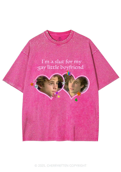 Custom Slxt Gay BF Photo Y2K Shirts Washed Tee Cherrykitten