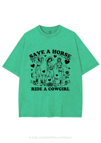 Ride A Cowgirl Valentine's Day Y2K Shirts Washed Tee Cherrykitten