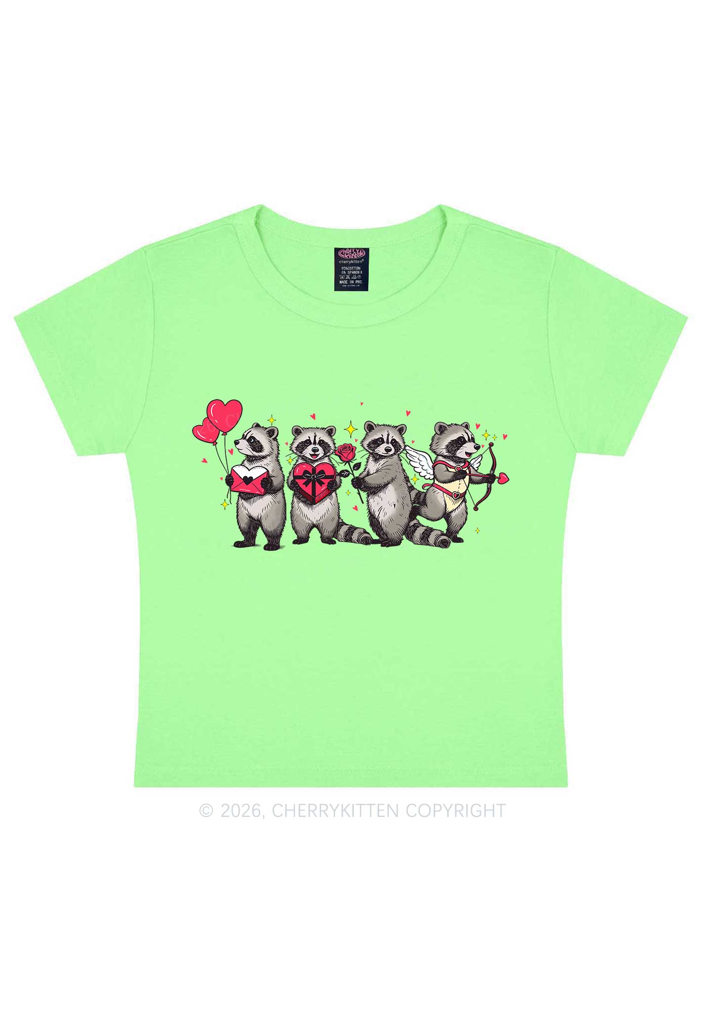 Raccoon Cupids Valentine's Day Y2K Baby Tee Cherrykitten