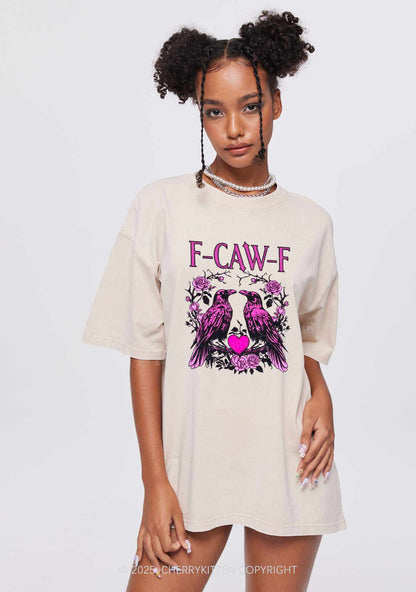 F CAW F Pink Ravens Valentine's Day Y2K Shirts Washed Tee Cherrykitten