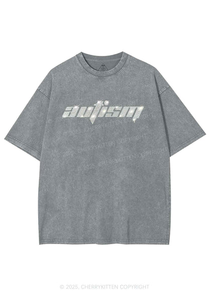 Rhinestone Autism Y2K Shirts Washed Tee Cherrykitten