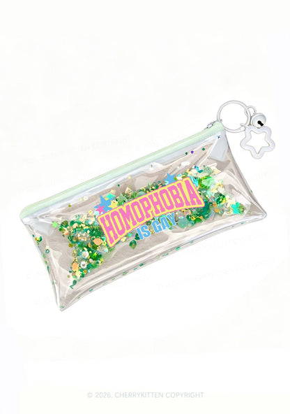 Homophobia Is Gay Pride Y2K Quicksand Transparent Pencil Pouch Cherrykitten