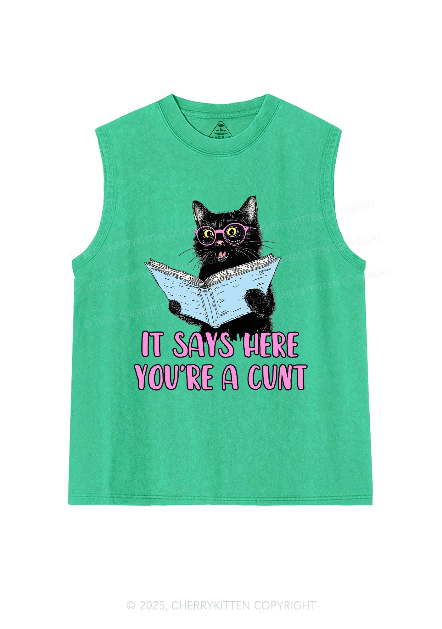 You Are A Cxxt Y2K Washed Muscle Tank Cherrykitten