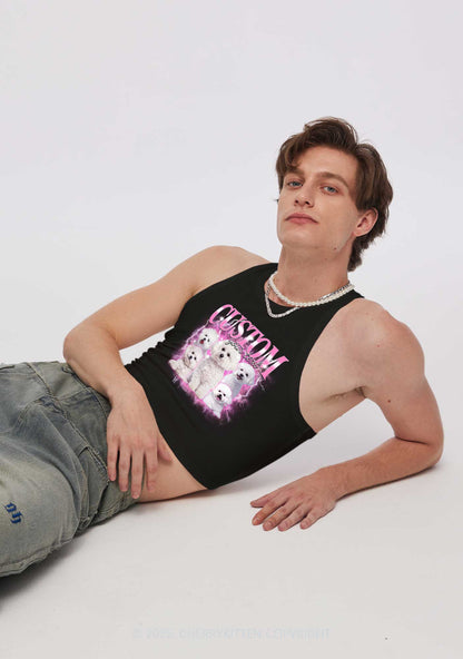 Custom Cute Puppy Photo Y2K Crop Tank Top Cherrykitten
