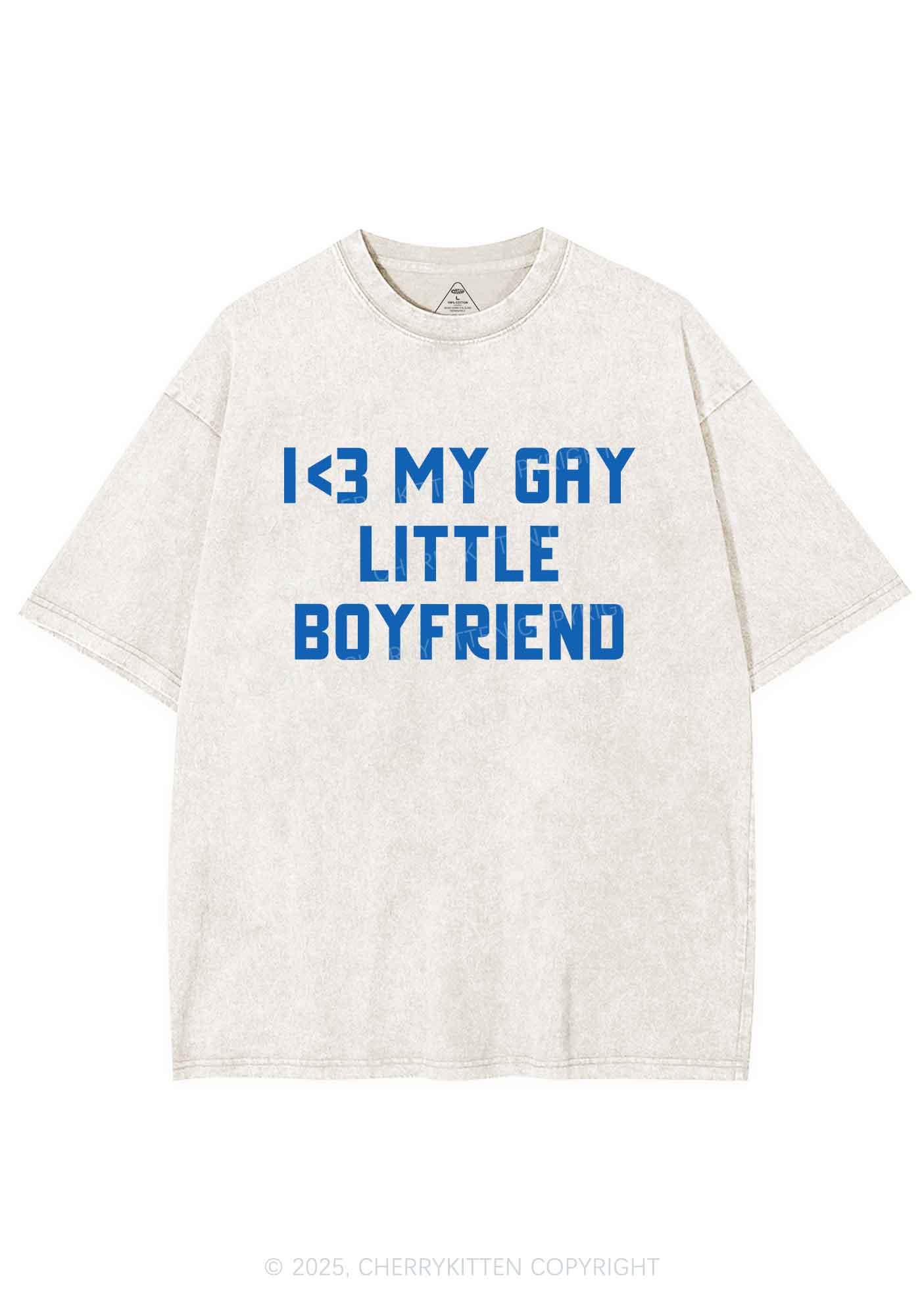 Love My Gay BF Pride Y2K Shirts Washed Tee Cherrykitten