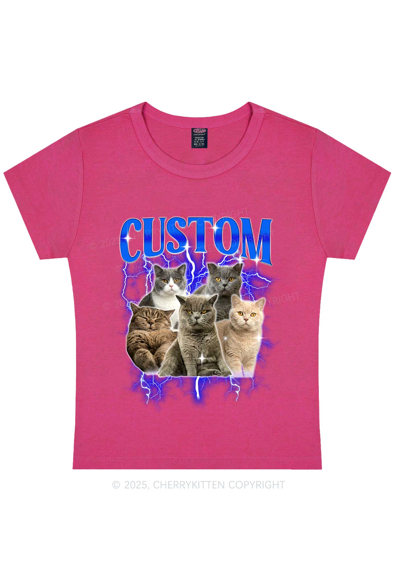 Custom Collage Pet Photo Y2K Baby Tee Cherrykitten