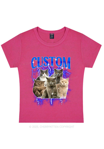 Custom Collage Pet Photo Y2K Baby Tee Cherrykitten