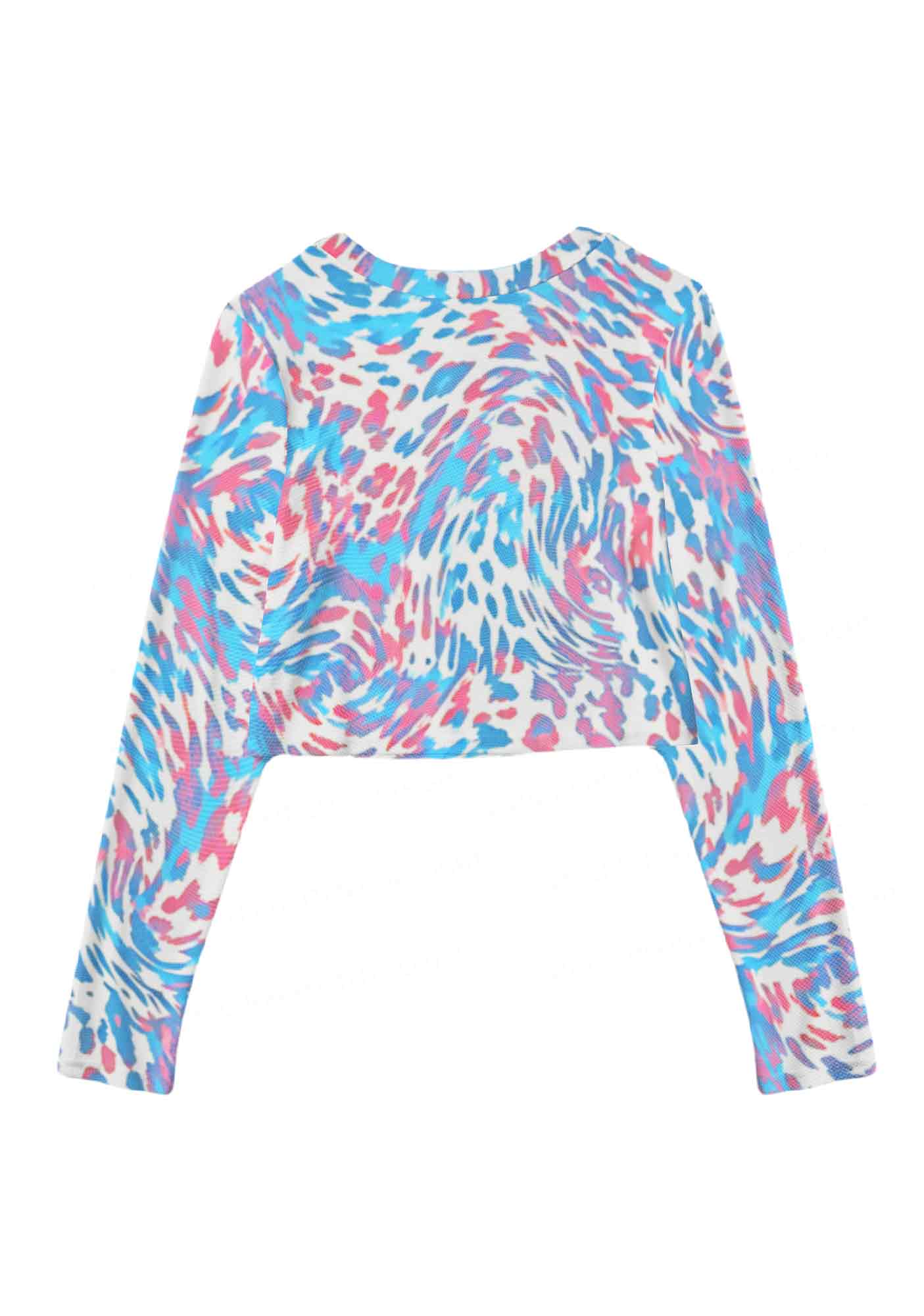 Trans Leopard Pride Y2K Mesh Long Sleeve Crop Top Cherrykitten