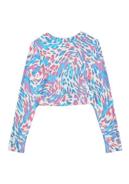 Trans Leopard Pride Y2K Mesh Long Sleeve Crop Top Cherrykitten