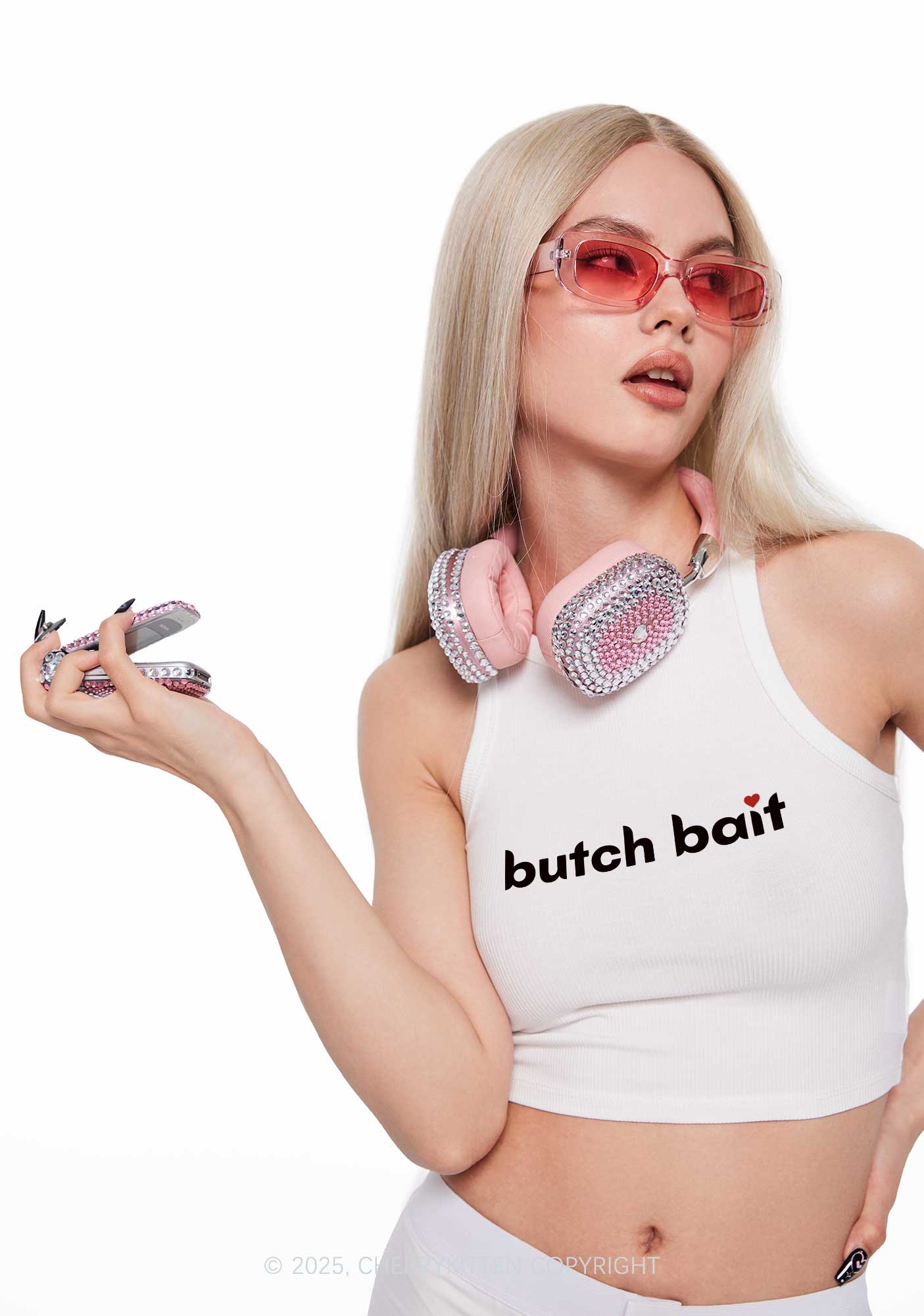 Butch Bait Heart Y2K Crop Tank Top Cherrykitten