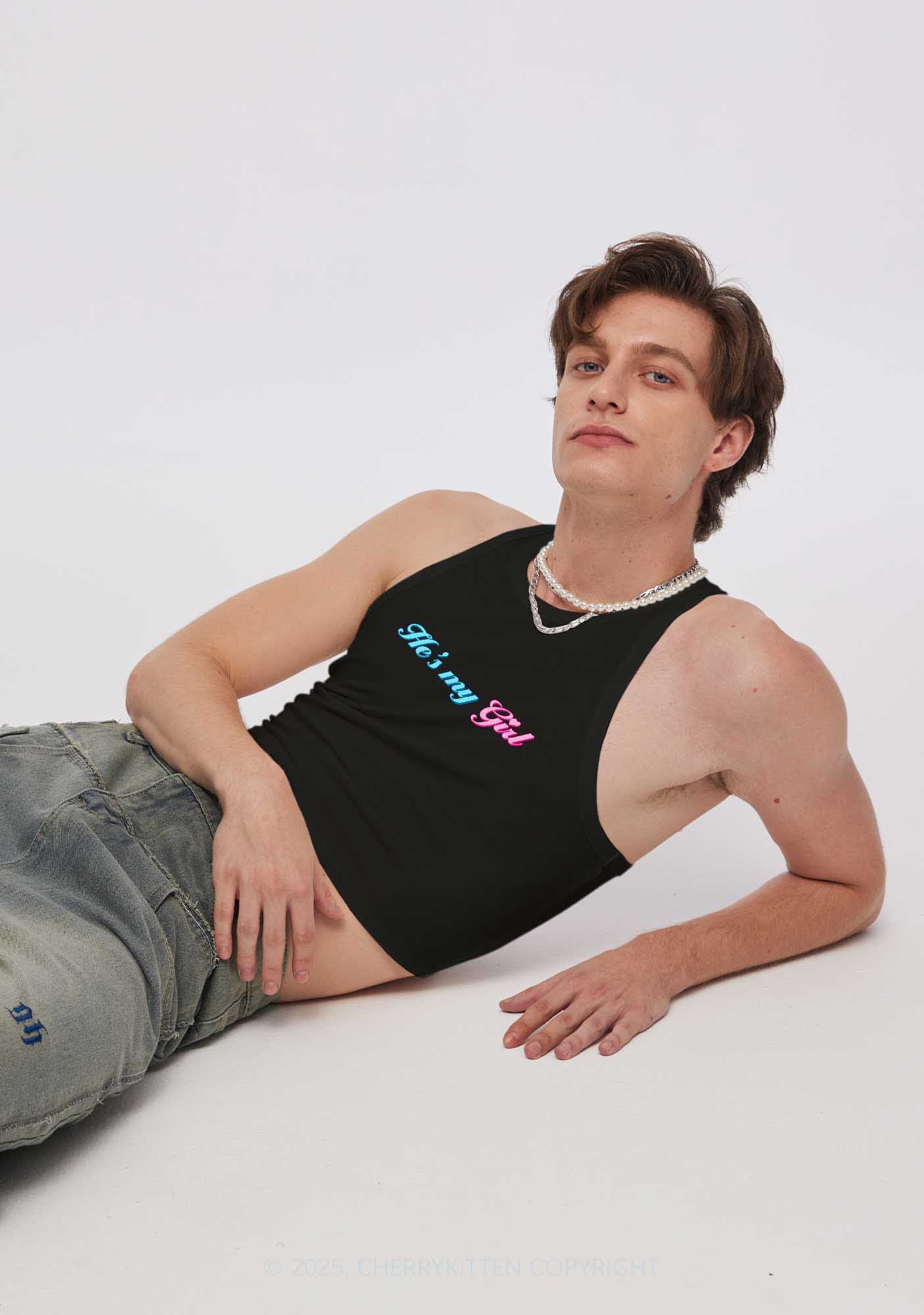He Is My Girl Pride Y2K Crop Tank Top Cherrykitten