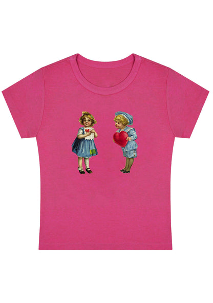 Curvy Boys Girls Red Hearts Baby Tee
