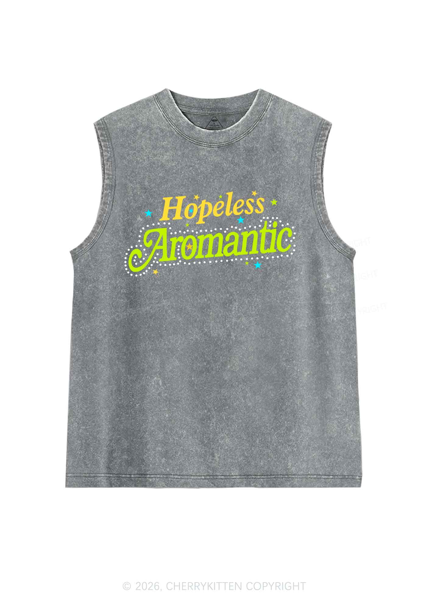 Hopeless Aromantic Pride Y2K Washed Muscle Tank Cherrykitten
