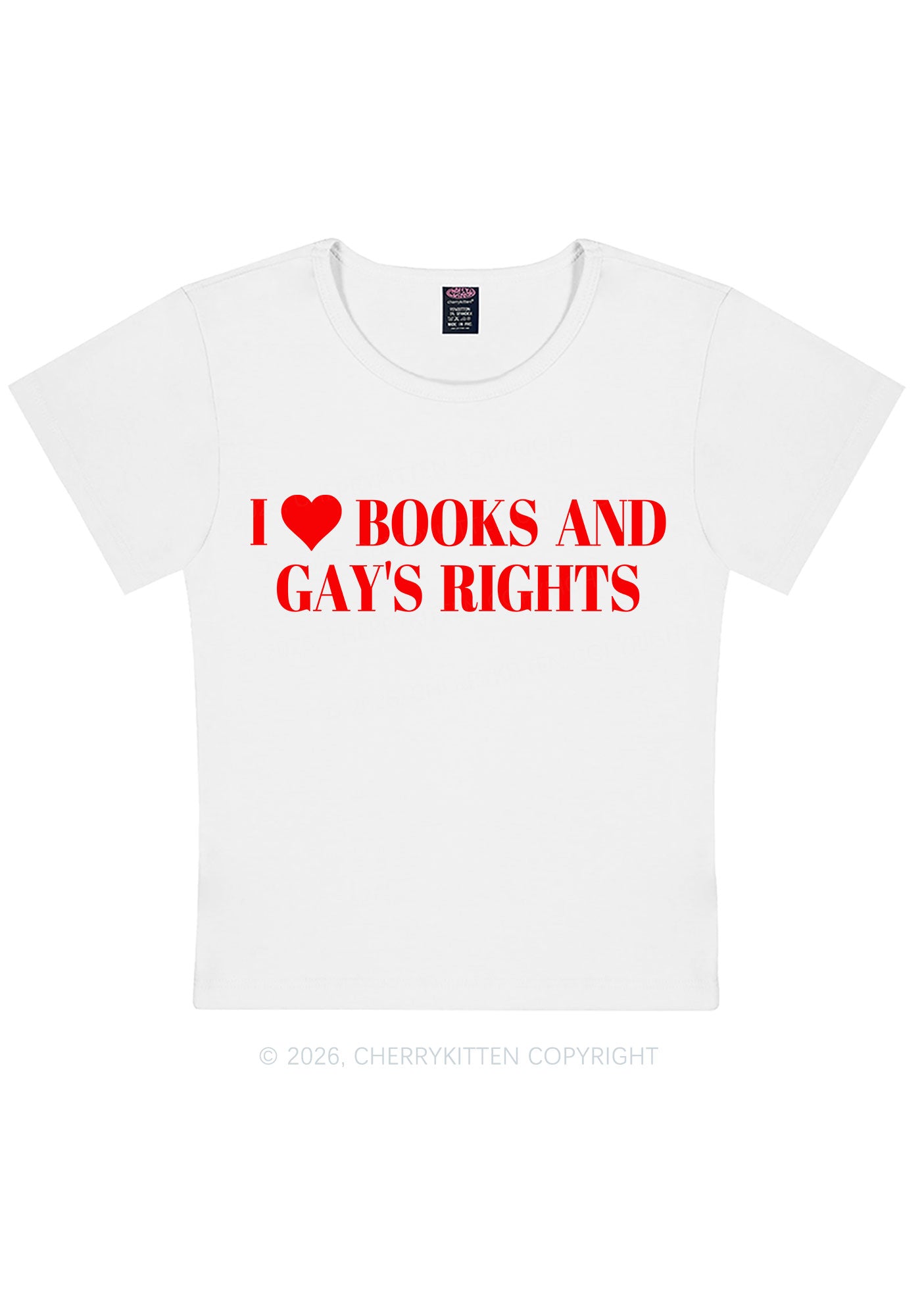I Love Books And Gay Rights Pride Y2K Baby Tee Cherrykitten