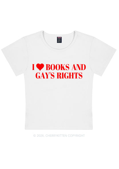 I Love Books And Gay Rights Pride Y2K Baby Tee Cherrykitten