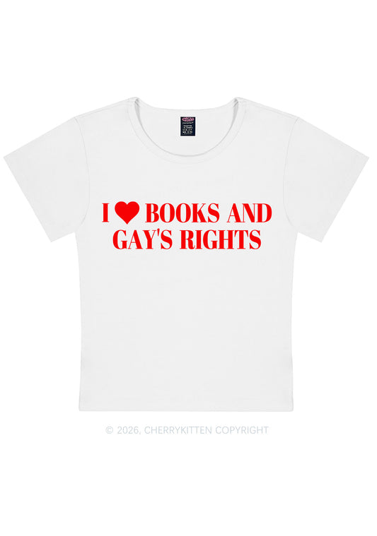 I Love Books And Gay Rights Pride Y2K Baby Tee Cherrykitten