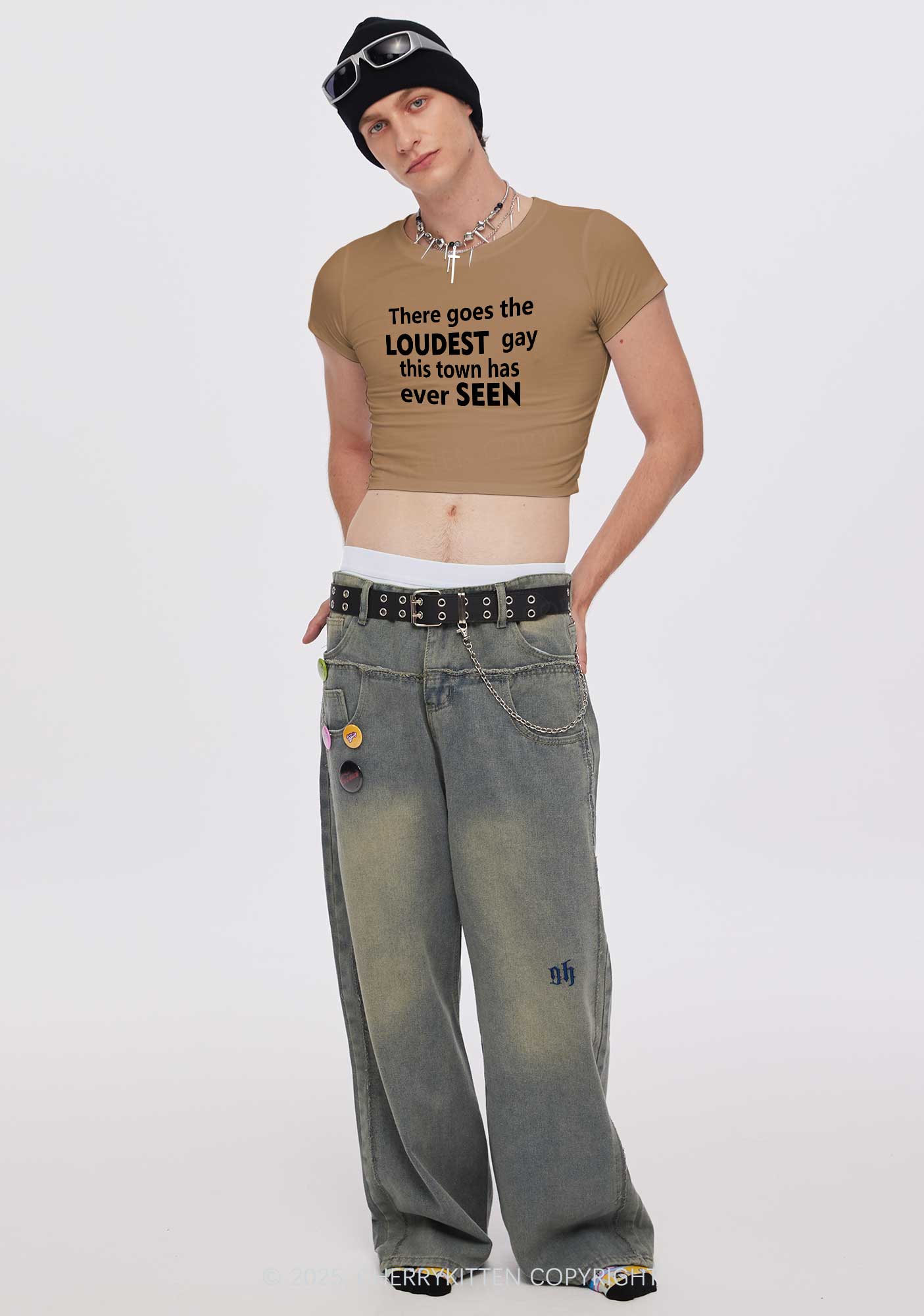 The Loudest Gay Y2K Baby Tee Cherrykitten