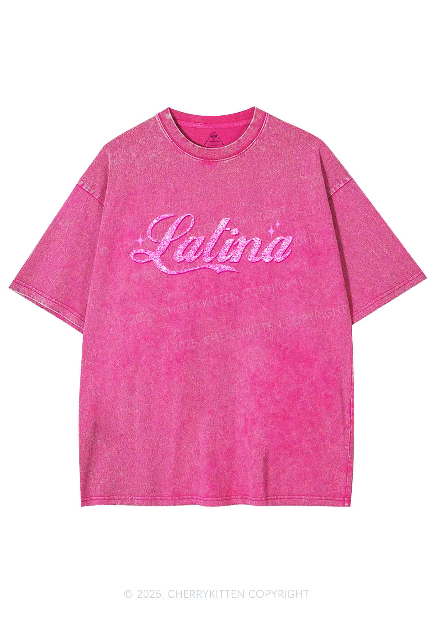 Pink Latina Y2K Washed Tee Cherrykitten