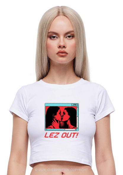 Lez Out Pride Y2K Baby Tee Cherrykitten