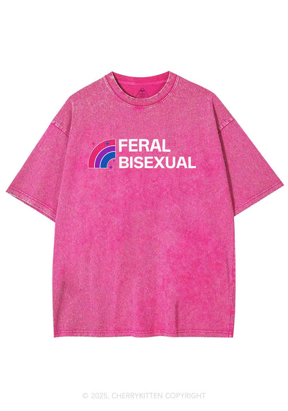 Feral Bisexual Pride Y2K Shirts Washed Tee Cherrykitten